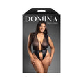 Fantasy Lingerie Domina Mesh Tie-Back Plunge Front Teddy with Buckle Waist and Lock & Key Detail Queen Size
