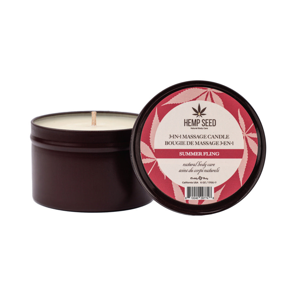 Earthly Body Hemp Seed 3-in-1 Massage Candle Summer Fling 6 oz.