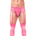 Prowler Lace Garter Set Pink XL