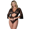 Magic Silk Black Cherry 3/4 Sleeve Playsuit Black Queen Size